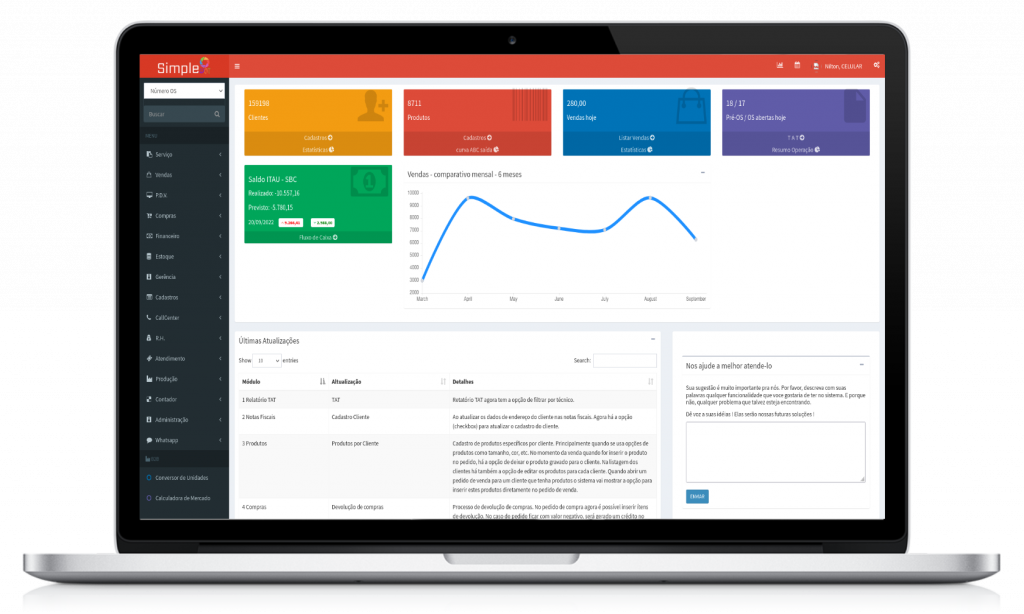 tela simple erp da empresa simpledot